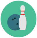 bowling pin ball Flat Round Icon