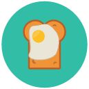 bread slice with egg Flat Round Icon