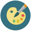 brush color Flat Round Icon