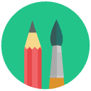 brush pencil Flat Round Icon