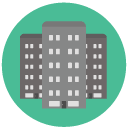 buildings Flat Round Icon