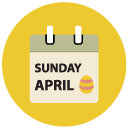 calendar sunday april Flat Round Icon