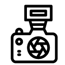 camera with flash line Icon