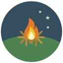 camp fire Flat Round Icon