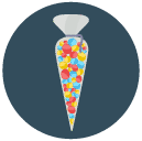 candy bag Flat Round Icon