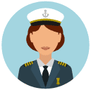 captain woman Flat Round Icon