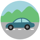car road Flat Round Icon