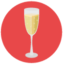 champagne Flat Round Icon