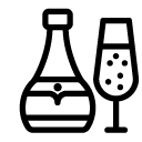 champagne bottle and glass line Icon