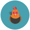 chicken Flat Round Icon