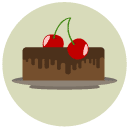 choclate cake cherry Flat Round Icon