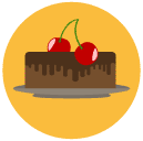 chocolate cake cherry Flat Round Icon