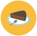 chocolate cake slice Flat Round Icon