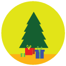 christmas tree presents flat Icon