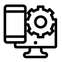 computer and mobile phone settings line Icon