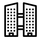 connected buildings 1 line Icon