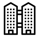 connected buildings line Icon