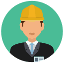 construction business man Flat Round Icon