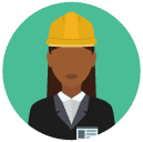 construction business woman Flat Round Icon