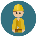 construction worker Flat Round Icon