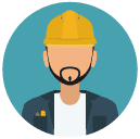 construction worker man Flat Round Icon