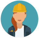 construction worker woman Flat Round Icon