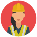 construction worker woman Flat Round Icon