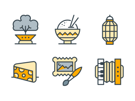 culture filled outline icons