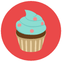 cupcake Flat Round Icon