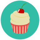 cupcake frosting cherry Flat Round Icon