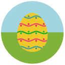decorate egg Flat Round Icon