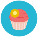 decorated cupcake Flat Round Icon