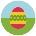 decorated easter egg Flat Round Icon