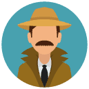 detective man Flat Round Icon