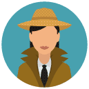 detective woman Flat Round Icon