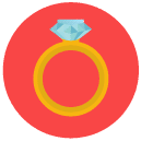 diamond ring Flat Round Icon