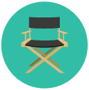 directors chair Flat Round Icon