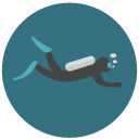 diver Flat Round Icon
