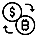 dollar bitcoin exchange line Icon