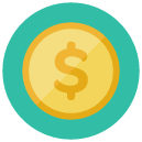 dollar coin Flat Round Icon