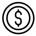 dollar coin line Icon