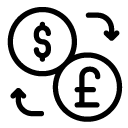 dollar pound exchange line Icon