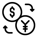 dollar yen exchange line Icon