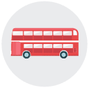double decker bus Flat Round Icon