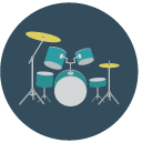 drumset Flat Round Icon