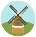 dutch windmill Flat Round Icon