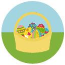 easter egg basket Flat Round Icon