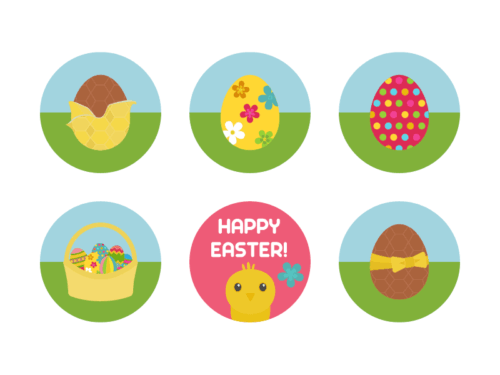 Easter flat round icons