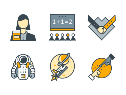 education and science filled outline icons