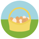 egg basket Flat Round Icon